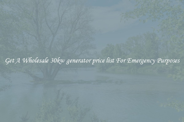 Get A Wholesale 30kw generator price list For Emergency Purposes