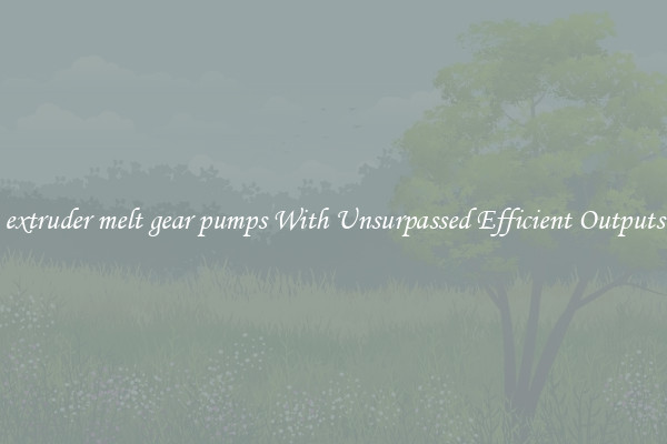extruder melt gear pumps With Unsurpassed Efficient Outputs