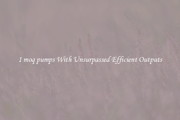1 moq pumps With Unsurpassed Efficient Outputs
